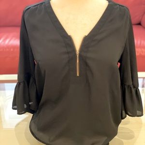 Black Zip-front top
